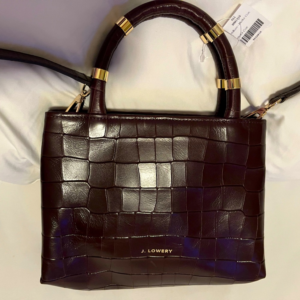 J. Lowery Brown William Merlot Croc Bag